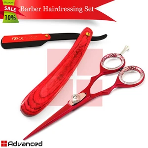 Professional Hair Cutting Scissors 6" Shears Vintage Straight Edge Barber Razor - Picture 1 of 5