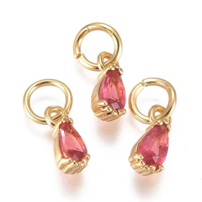 Dijes de latón micro pavé circonita cúbica lágrima con anillo de salto 8x3x3 mm 20 piezas Foto 1 de 4