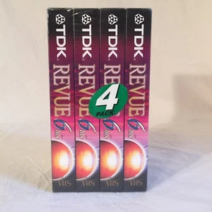 Pack of 4 VHS Tapes TDK Revue Premium Quality 6 Hours Each T-120 Video Tape NEW! - Picture 1 of 5