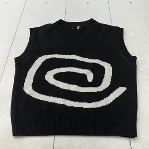 Topman Black Swirl Graphic Sleeveless V Neck Knit Vest Men Size Medium - Picture 1 of 6