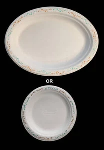 10 piatti bianchi Chinet Premium con disegno a vite. Fibra stampata robusta di qualità USA - Foto 1 di 3