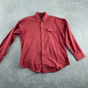 Lord & Taylor Mens Red Plaid Button-Down Shirt Large L 55% Cotton 45% 3434 - Picture 1 of 8