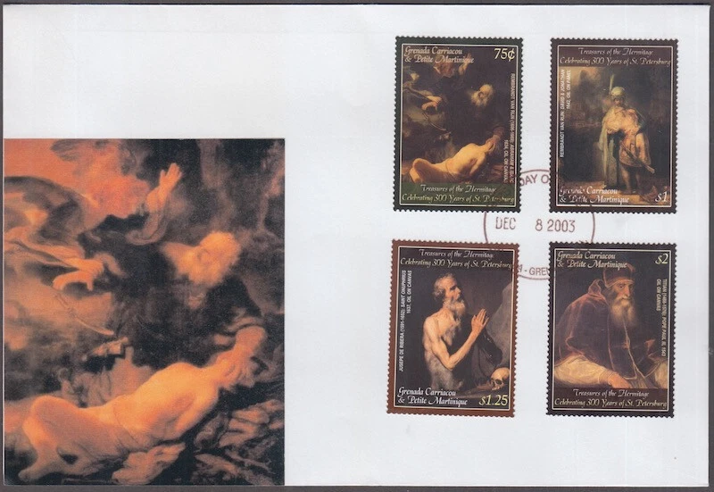 GRENADA GRENADINES Sc #2507-10.1 FDC  SET of 4 REMBRANDTS, incl 2 BIBLICAL - Image 1 of 1