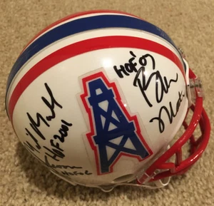 Houston Oilers HOF Mathews Moon Munchak Brazille Campbell Signed Mini Helmet JSA - Picture 1 of 9