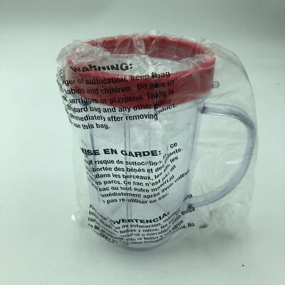 Magic Bullet Grande 16oz Mango Taza Rojo Tapa Borde Anillo Foto 1 de 4