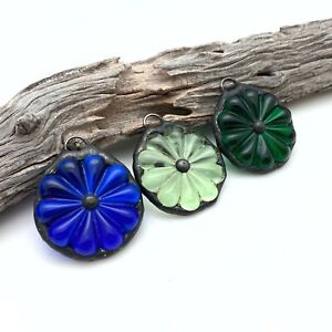 Vintage Soldered Glass Flower Pendant (Available in 3 Options) (SGP107)
