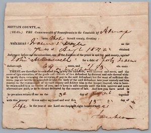 1821 Mifflin County, Pennsylvania Court Judgement Document Name: Doyle - Picture 1 of 2