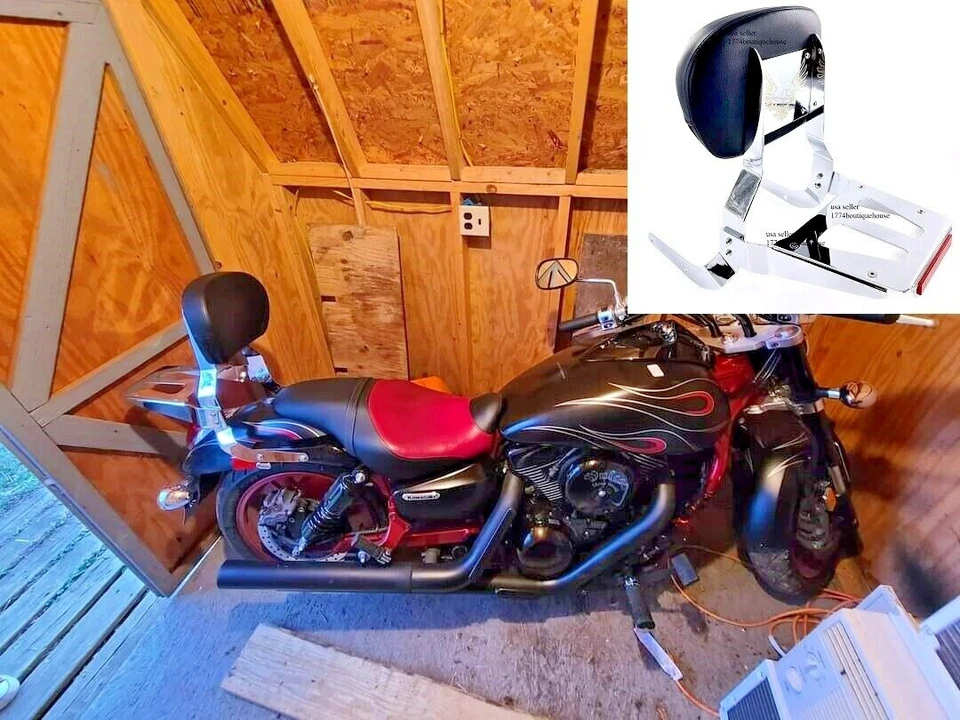 Barra Sissy CON Portaequipajes Kawasaki Vulcan VN1500 Mean Streak Classic Nomad EE. UU. Foto 1 de 4