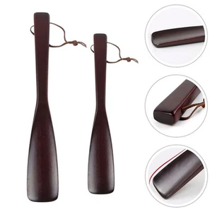 2 Pcs Shoehorn Pregnant Woman Elder Long Handle Shoehorns Wearing Tool Wooden - Picture 1 of 12