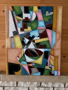 Mid Century Modern Abstract Vintage Brutalist Style Painting Modernist Original  - Picture 1 of 1