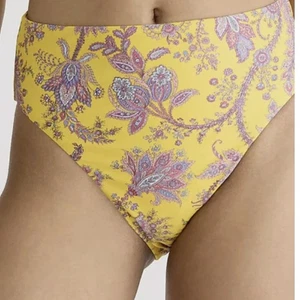Bikini donna J.Crew vita alta moderata copertura nuoto fondo paisley dorato XXS - Foto 1 di 8