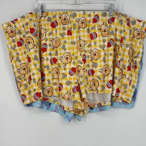 Disney Womens 3XL Two Pair Pajama Shorts Yellow Winnie the Pooh Blue Eeyore Knit - Picture 1 of 10