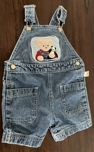 Blue Jean Teddybär Vintage Jungen 1990er Overall Shorts 12 Monate Baumwolle Denim - Bild 1 von 5