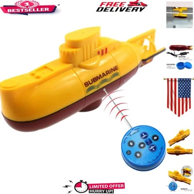 Mini Yellow RC Submarine Toy - Dive & Surface Fun for Kids in Fish Tanks - Image 1 of 4