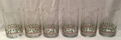 Set of 6 Vintage Arbys Christmas Holly Berry Pattern Glasses 1983 - Image 1 of 4