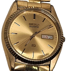 Men's Seiko Quartz Gold Tone Quartz Day Date Watch - Picture 1 of 7