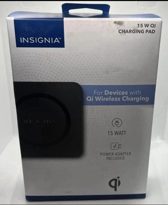 Insignia- 15 W Qi Certified Wireless Charging Pad for Android/iPhone - Black - Image 1 of 4