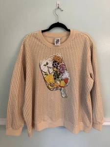 Queen Of Sparkles Charcuterie Sweatshirt Size XL Cheese Grapes Sequins - Bild 1 von 6