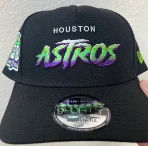 Houston Astros New Era A-Frame 9FORTY Men’s Black Green Purple SnapBack Hat - Picture 1 of 4