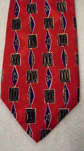 ROBERT TALBOTT MENS TIE RED WITH GOLD BLACK BLUE 4 X 59 - Picture 1 of 4