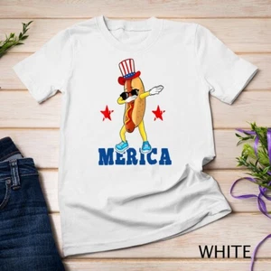 Camiseta Unisex Merica Funny Dabbing Hot Dog 4 de Julio Fiesta Patriótica Niño - Imagen 1 de 15