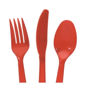 Orange Plastic Utensils Cutlery Party Combo Spoons, Forks & Knives 48 Piece Set - Picture 1 of 2