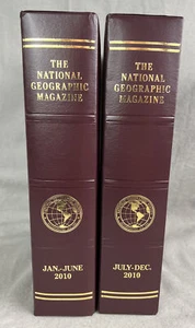 NATIONAL GEOGRAPHIC LOT OF 12 Jan-Dec 2010 with Maps FAUX LEATHER SLIP CASES - Picture 1 of 5