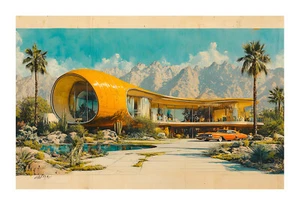1960s Mid Century Modern Future Concept Art Print BPS3 - Picture 1 of 2