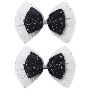 Large Big 6 Inch Glitter Organza Hair Bow Clips Sequin Party Alligator Clips ... - Picture 1 of 9