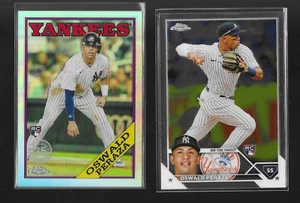 OSWALD PERAZA RC 2023 Topps Chrome #132 AND 1988 REFRACTOR ROOKIE LOT X2 - Picture 1 of 2
