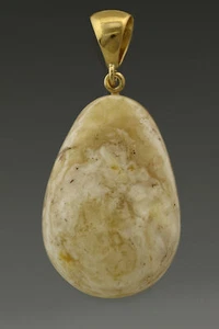 White Egg Yolk Genuine BALTIC AMBER Silver Gold Plated Pendant 7.1g p161005-23 - Picture 1 of 4