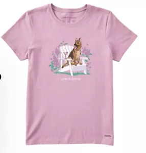 NWT Life is Good Women Crusher Lite German Shepherd Adirondack Chair Tee Shirt M - Picture 1 of 7
