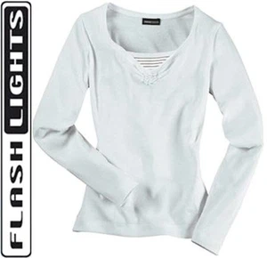 NUEVO BLANCO SHIRT LOOK CAPAS 2 en 1 INSERTO RAYAS 32/34 36/38 FLASHLIGHTS *807769 - Imagen 1 de 3