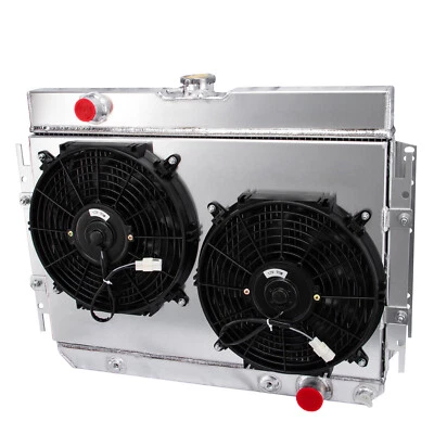 4 Row Radiator+Shroud Fan Fits 1963-1968 Chevy Bel Air/Impala/Chevelle El Camino - Imagem 1 de 4