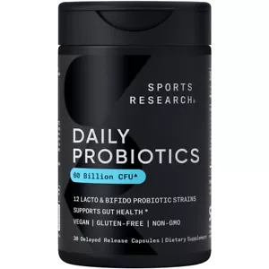 Daily Probiotics w/ Prebiotics 60 Billion CFU Vegan Gut & Digestive Health 30ct - Picture 1 of 7