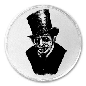 Creepy Man In Top Hat - 3" Sew / Iron On Patch Halloween Scary Goth Gothic Gift - Picture 1 of 1