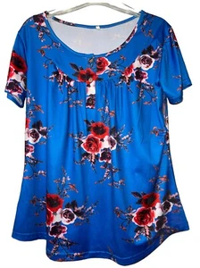 Blusa túnica floral azul roja para mujer XL - Imagen 1 de 3