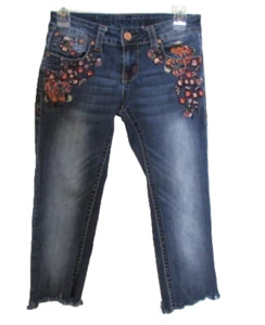 Grace in LA Skinny Low Rise Jeans mit Blumenstickerei Größe 26 - Bild 1 von 8