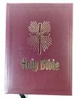 Holy Bible Catholic Heirloom Family Bible Red Leather Cover Gold Gilded EUC