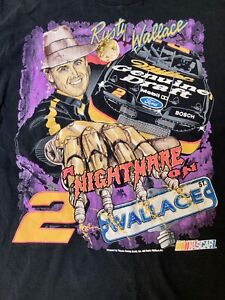 VINTAGE Rusty Wallace "Nightmare on Wallace St" XL T-shirt Single Stitch Nascar