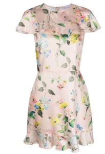Red Valentino MISSING TAGS Romantic Floral Twill Silk New Rose Mini Dress sz XS - Picture 1 of 6