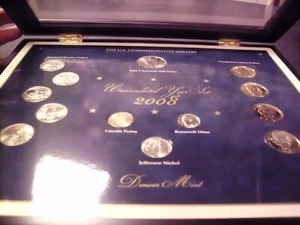 2 shadow box coin sets denver mint and philadelphia quarter, president dollars - Picture 1 of 10