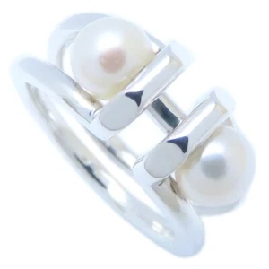 TIFFANY&Co. Hardware double pearl 5.8 mm Silver925 ring Size 5.75-6 /293927 - Picture 1 of 7