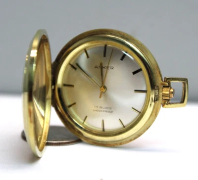 Reloj Bolsillo Mecánico Anchor 17 Rubí A Prueba de Golpes Oro Amarillo Cuerda Foto 1 de 4