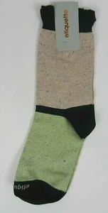 Etiquette Charming Trio Pink Metallic Green Color Block Crew Socks One Pair NWT - Picture 1 of 3