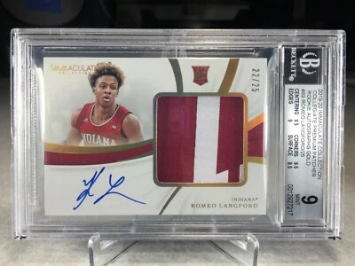 2019 Immaculate Collection Auto Gold 22/25 Romeo Langford Rookie #89 - BGS 9 - Image 1 of 3
