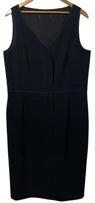 Lafayette 148 Black Sleeveless Sheath Dress Sz XL Zip Front Quiet Luxury Career - Image 1 of 4