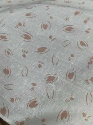 Vtg Fabric 4 Yards 45” Wamsutta OTC Linen Weave Deer Hoof Holves All Over Print - Image 1 of 4