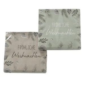 2 x 20 Servietten Weihnachtsservietten Pinus 'Fröhliche Weihnachten' grün braun - Bild 1 von 1