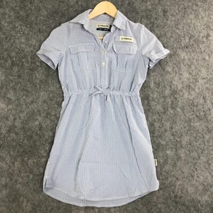 Magellan Outdoors Dress Girls Medium 8-10 Blue Stripe Vented Southern Summer - Picture 1 of 14